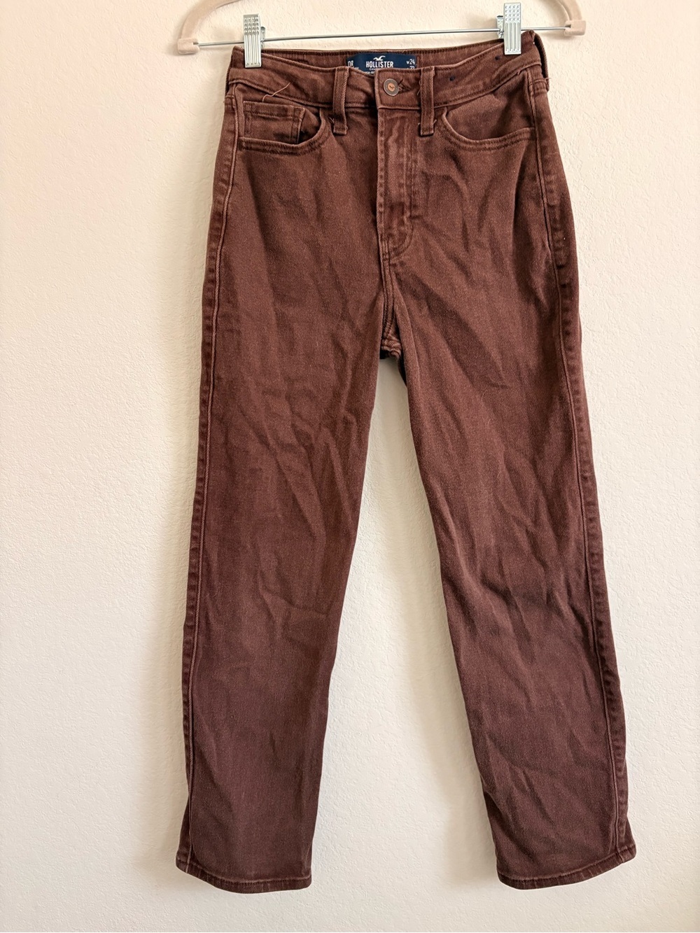 Hollister Chocolate Brown High-Rise Straight Jeans- size 0R